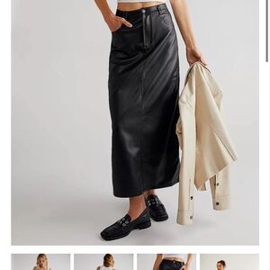 Free People City Slicker Vegan Maxi Skirt in Black